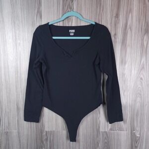 VS Pink Longsleeve Thong Bodysuit Slit Neck‎